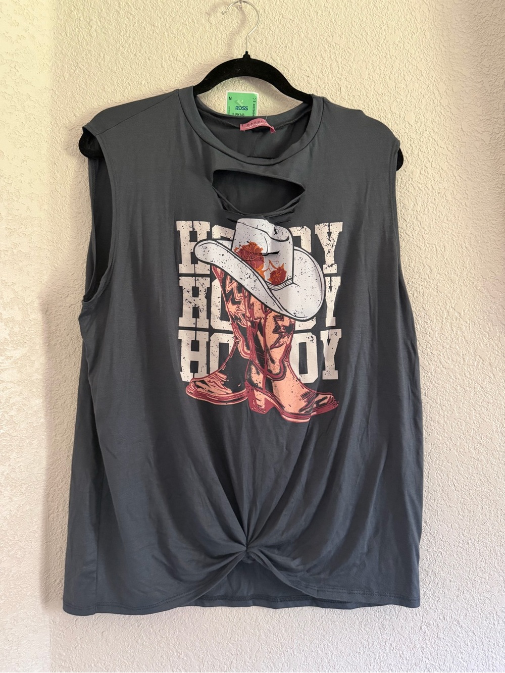 Graphic Cowboy Boot & Hat Distressed Tank Top